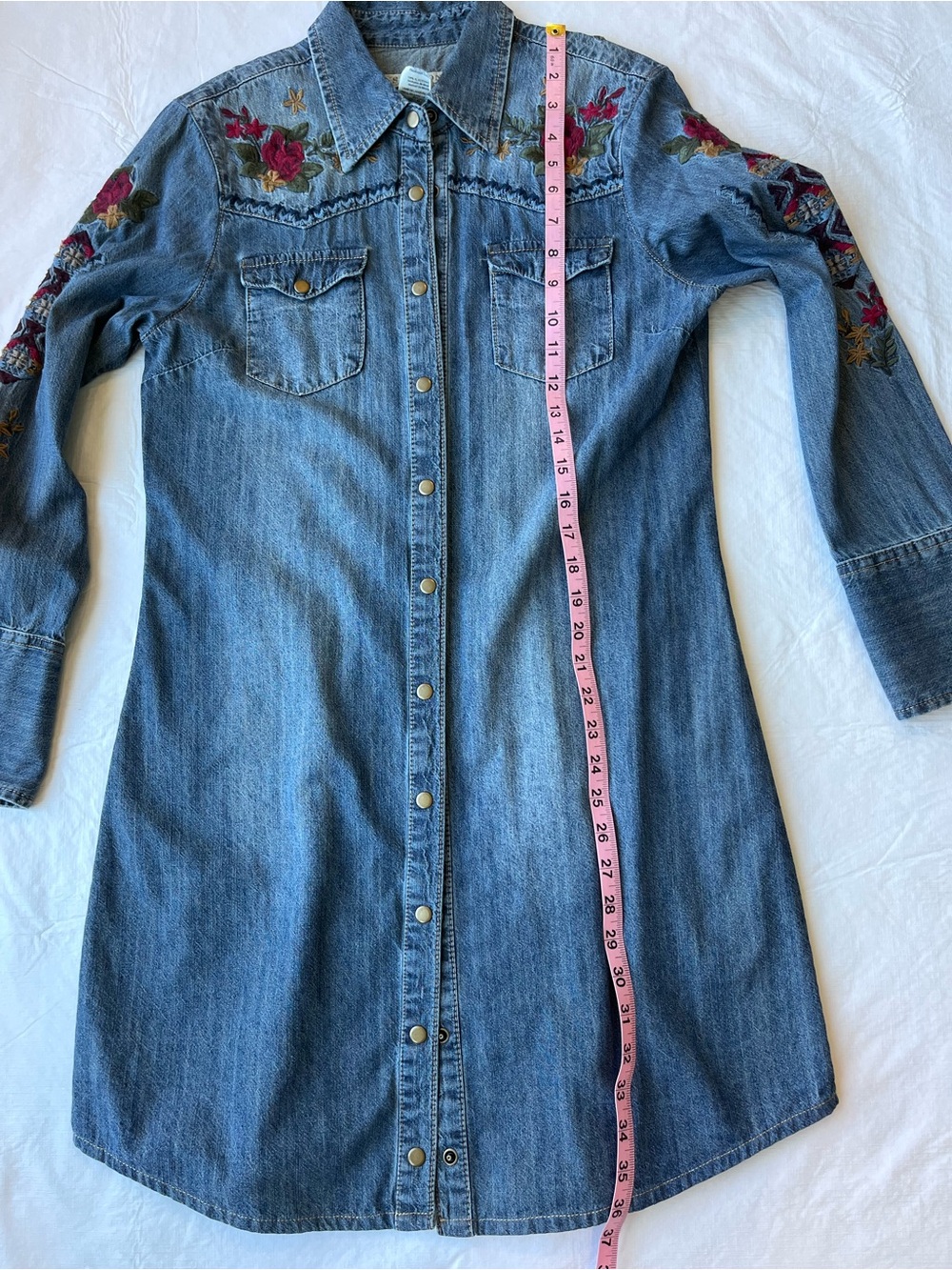 Stetson Embroidered Denim Shirt Dress Western - Picture 11 of 12